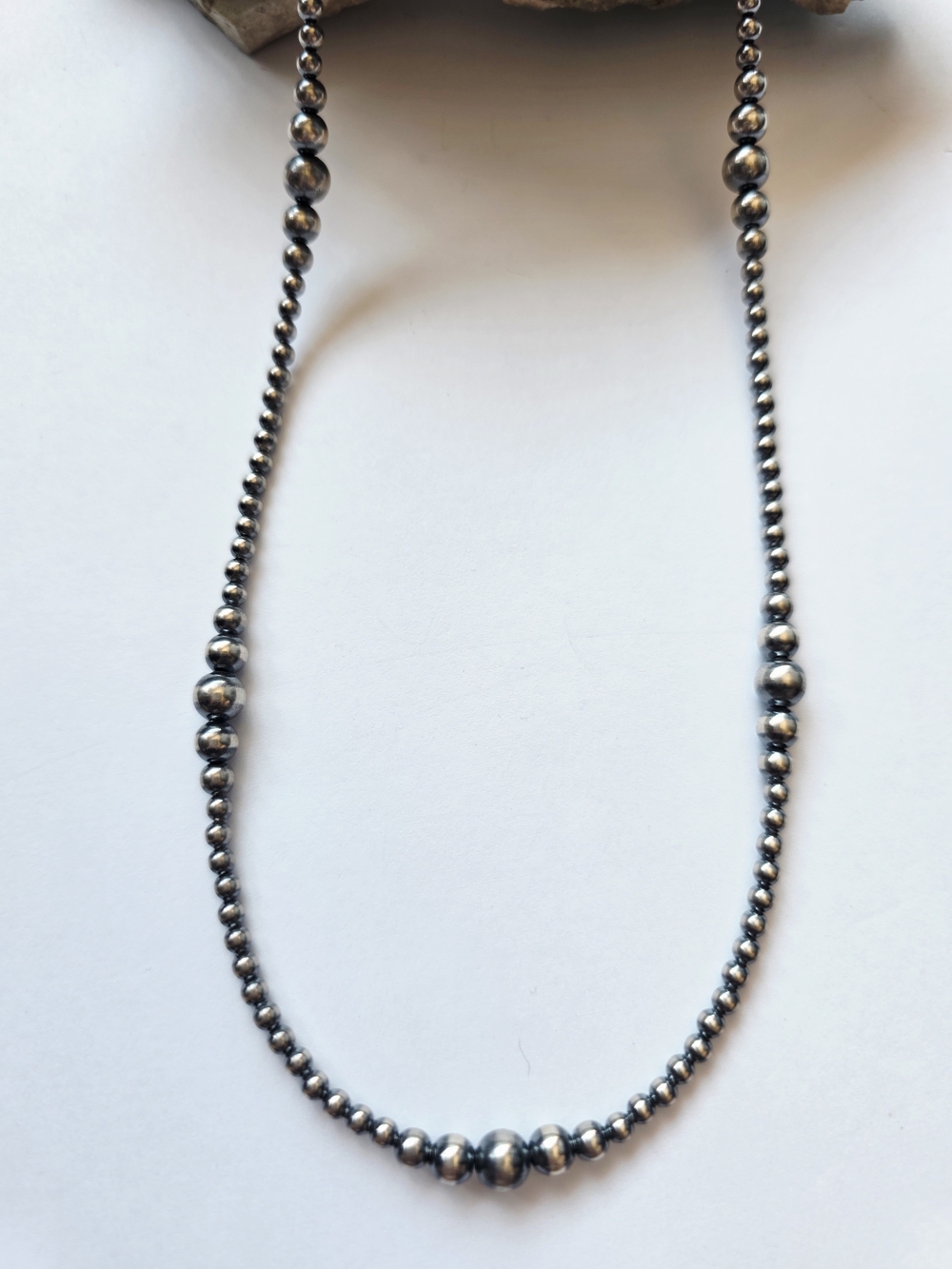 Navajo Pearl Necklace Oxidized Sterling Silver Native American Handmade - Picture 2 of 7